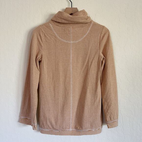 Anthropologie Maeve Tie Cowl Neck Striped Sweater Small Yellow White Sweatshirt - Picture 10 of 10